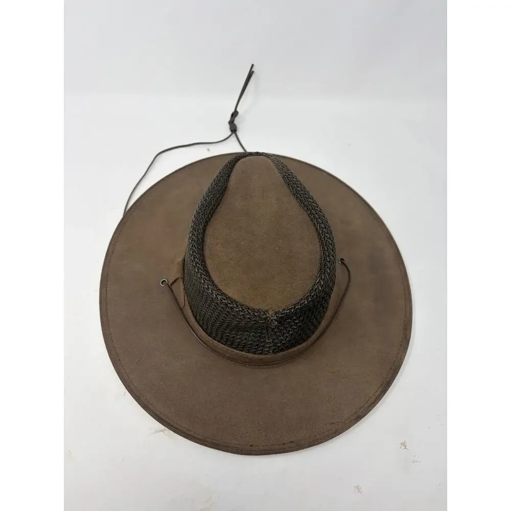 Minnetonka Safari Airflow hat small brown leather unisex